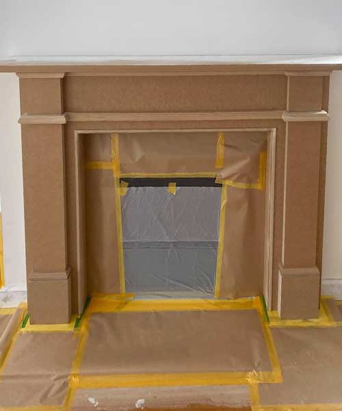 Interior house painting - fireplace
